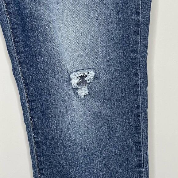 Levi's Mid Rise Skinny Jeans Whiskered Distressed Zip Fly Buttoned Blue 16 L - Picture 4 of 13